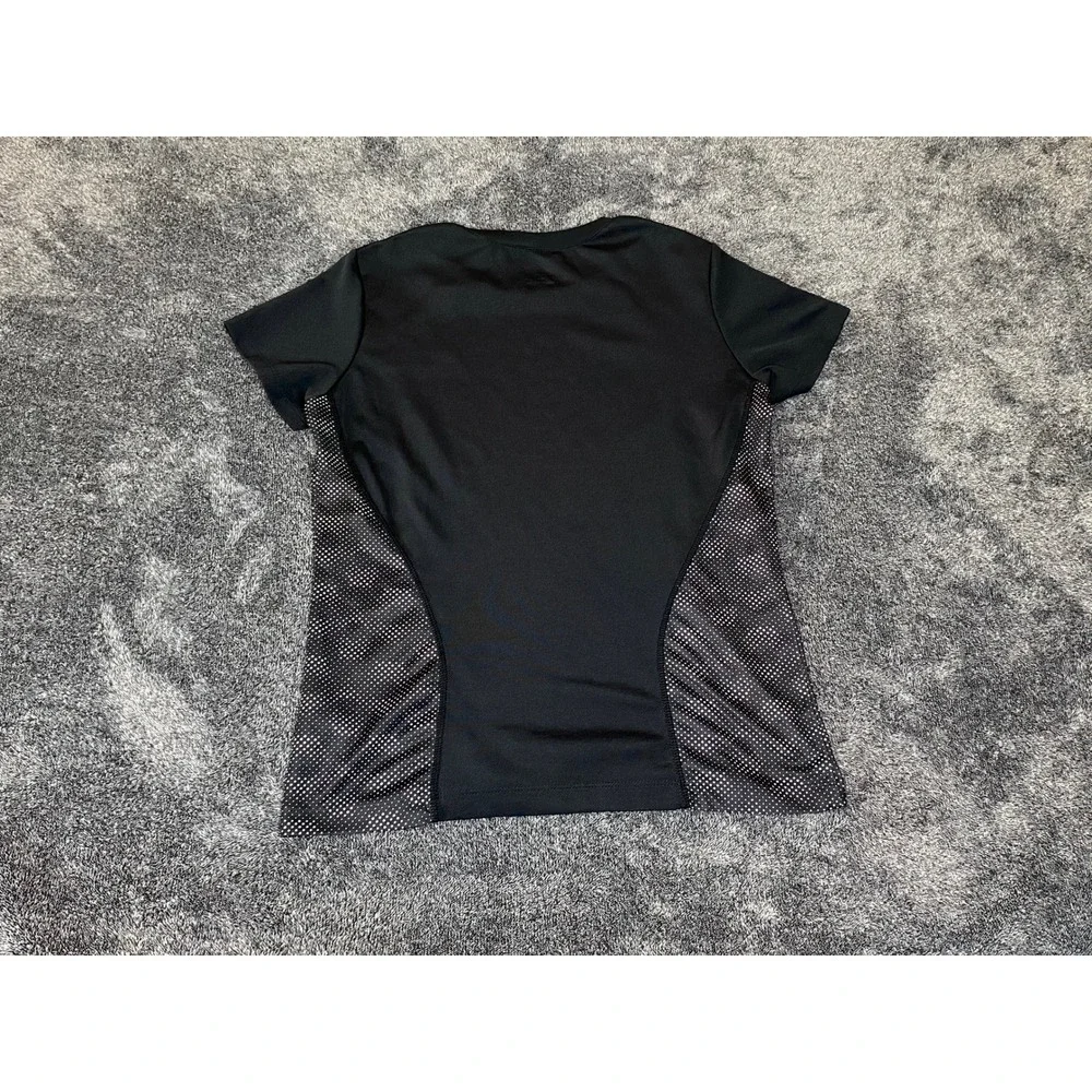 Nike Fit Dry Women Black White Dot Mesh Panel Activewear T-Shirt Size M